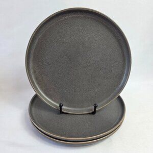 THREE Project 62 Tilley Black Salad Plates Black Speckled 8 1/2 Inch